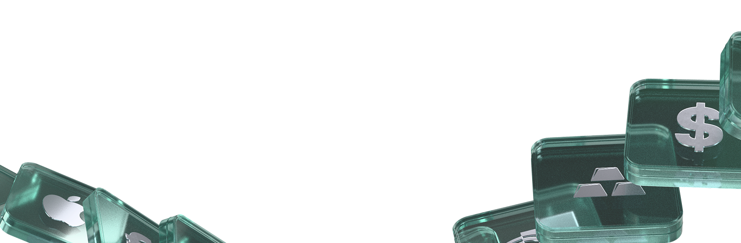 3D glass icons of assets and rewards floating highlighting exclusive partner perks