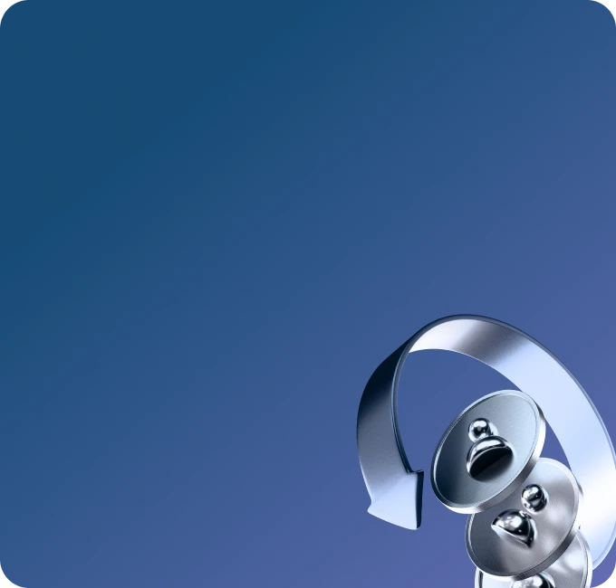 XMTrading client retention concept with metallic circular icons symbolising returning and loyal clients