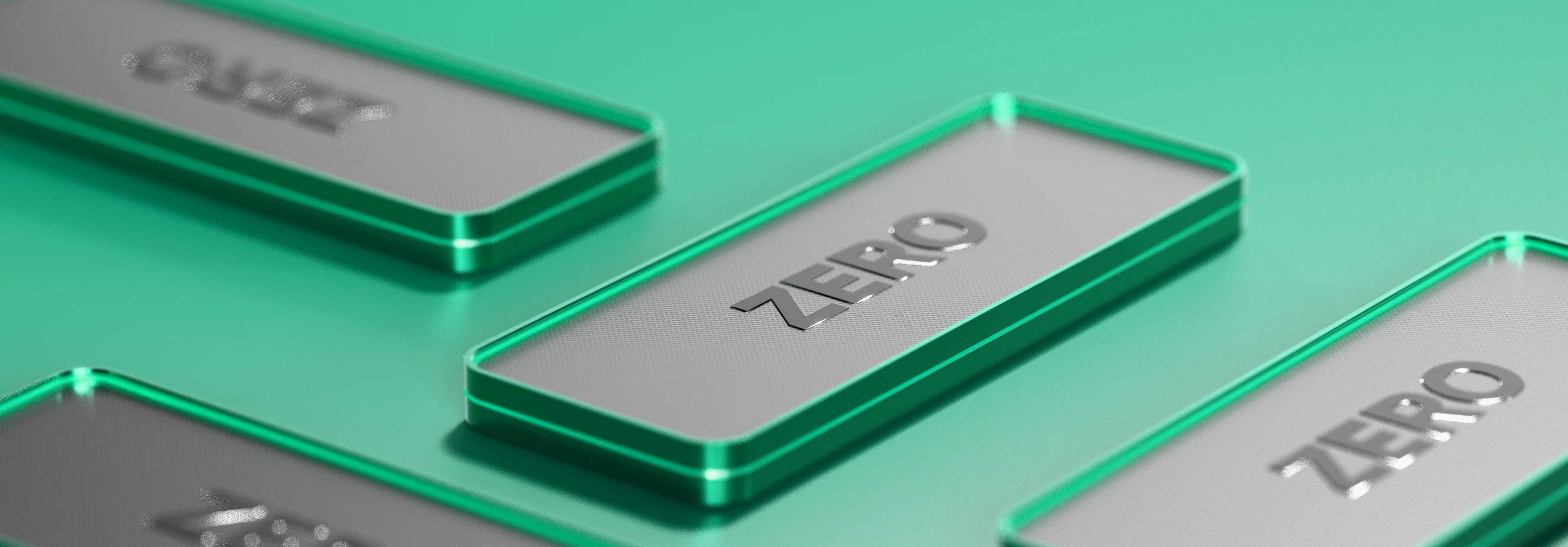 Close-up view of metallic nameplates displaying XMTrading account types, with a focus on the ‘Zero’ plate in a sleek silver and green finish.