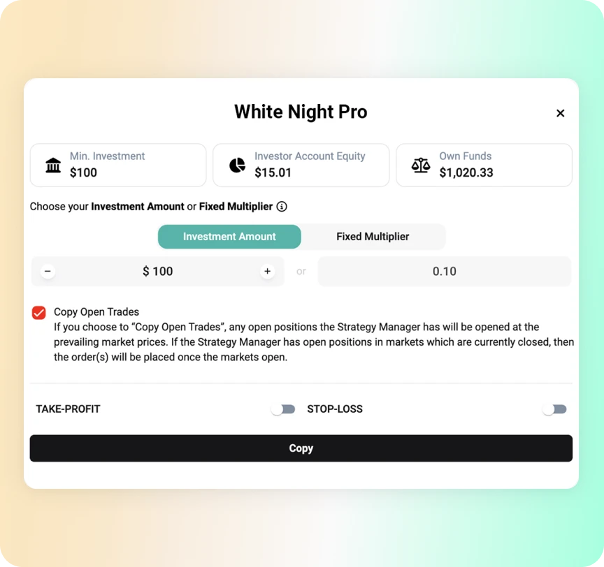 Funds allocation pop up