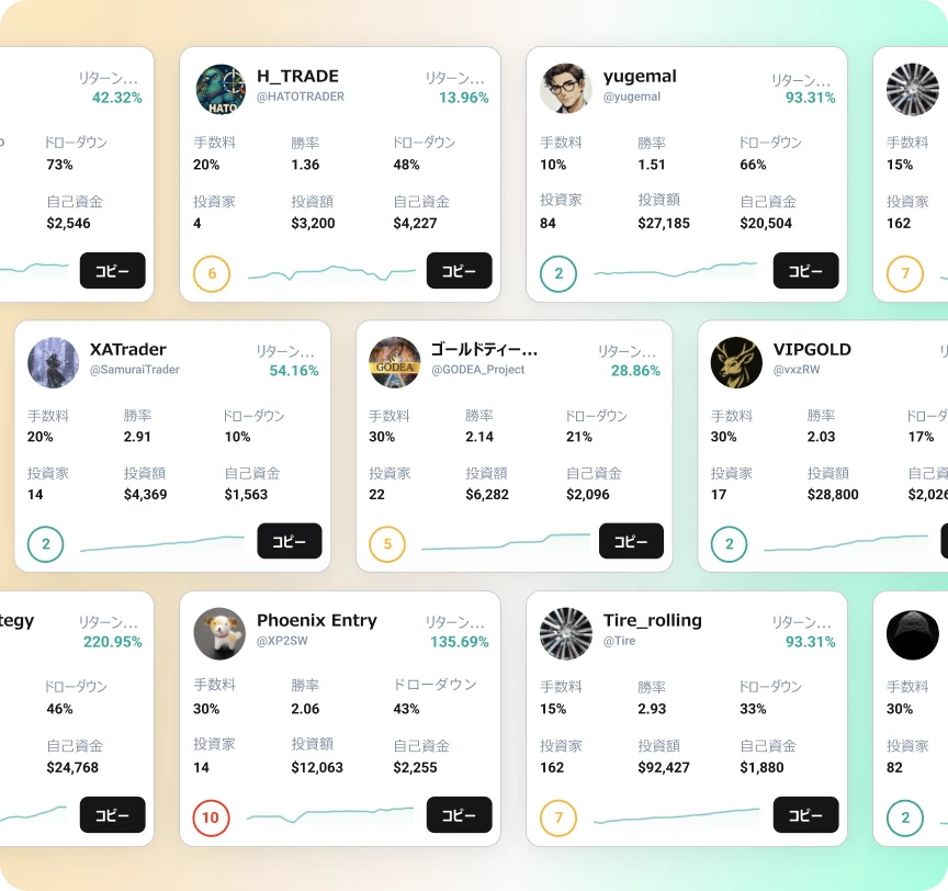 Multiple strategies displayed as user interface cards