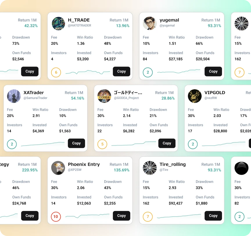 Multiple strategies displayed as user interface cards