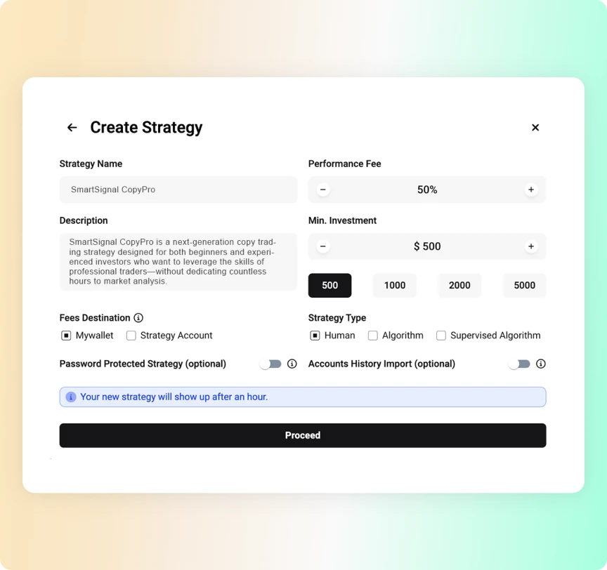 Strategy manager strategy creation modal.