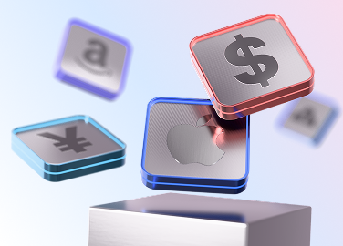 3D illustration of financial instruments including yen, dollar, and tech company logos, representing XMTrading Chapter 1.