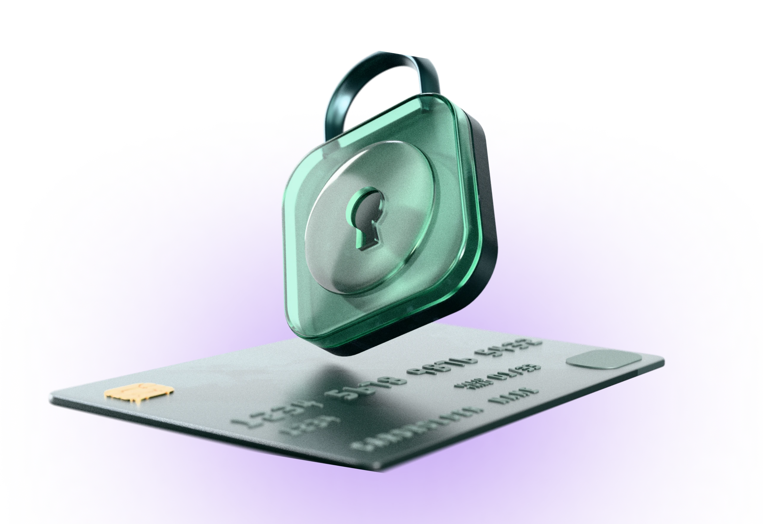 3D illustration of encrypted transactions and secure payment service providers.