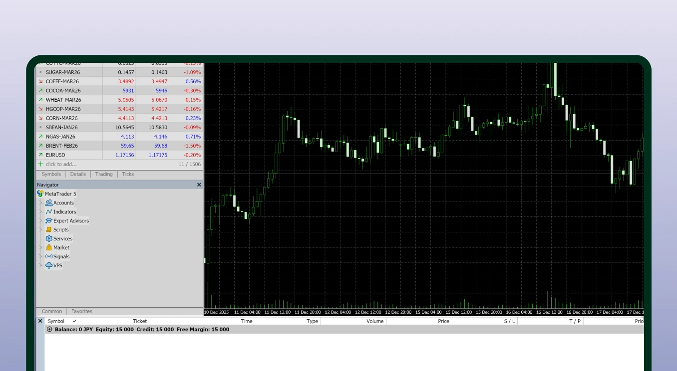XMTrading web platform: candlestick chart of CHF/SGD, market watch list & open trade positions visible.