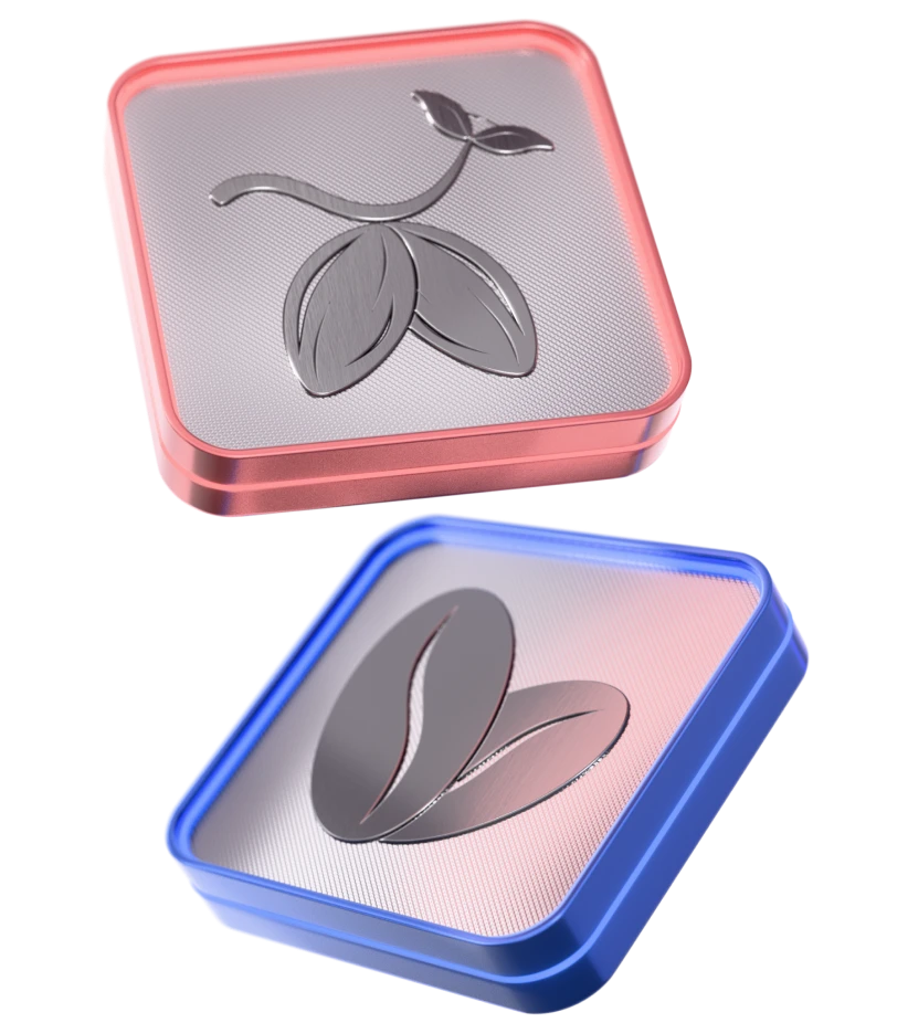 3D icons of commodities such as coffee beans, leaves, and crops.