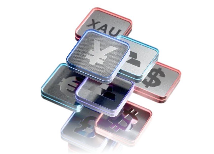 3D illustration of Forex,gold,silver,BTC