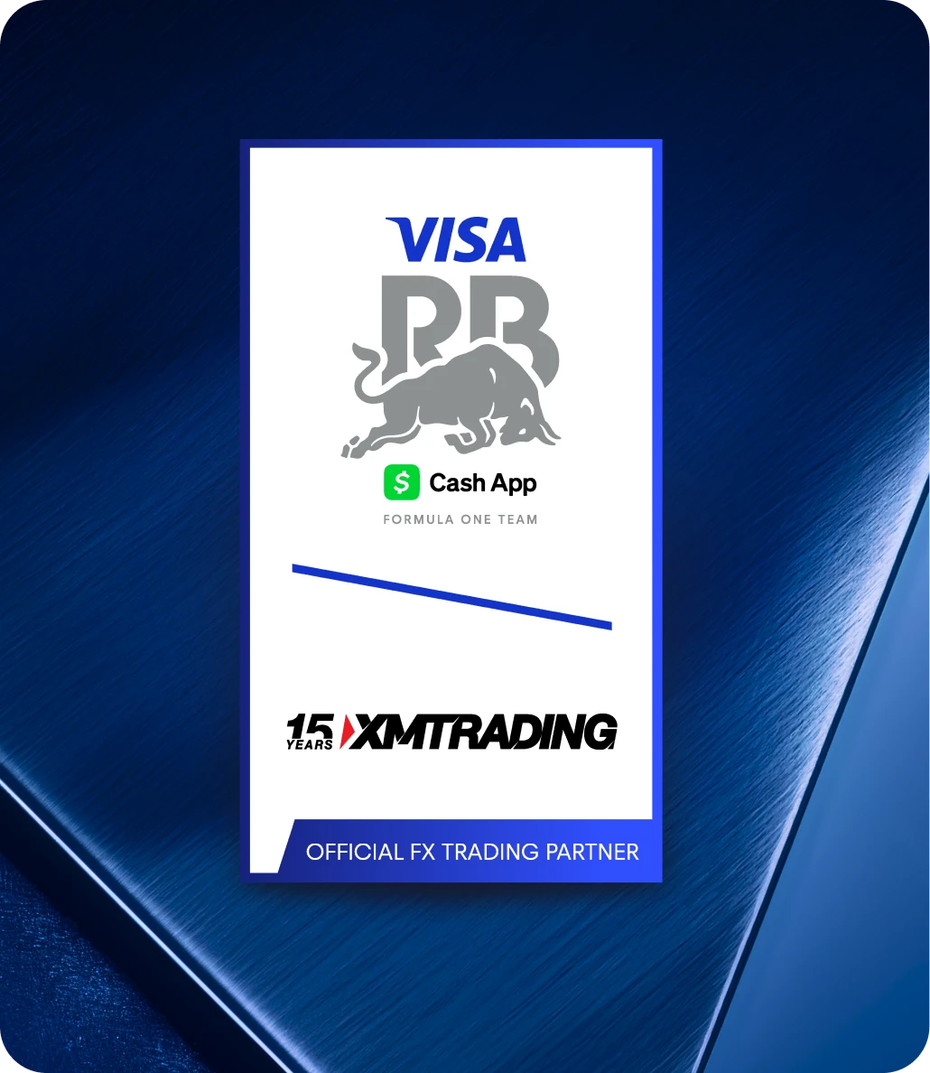 Image showing the logo of Visa Cash App RB Formula One Team and XMTrading with the caption Official FX Trading Partner.