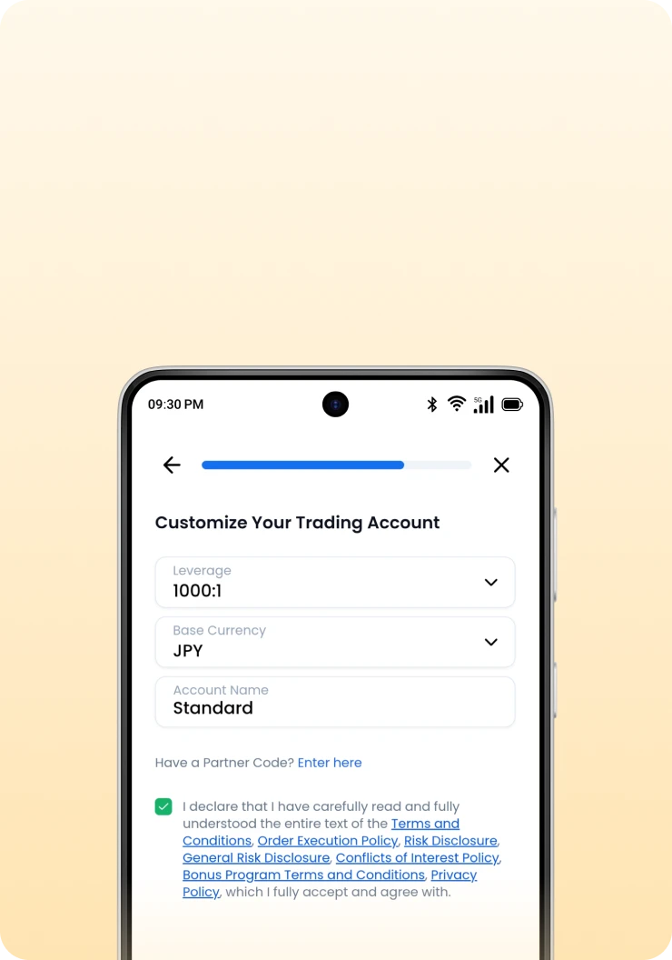 XMTD TraderPro App 1000:1 leverage account setup.