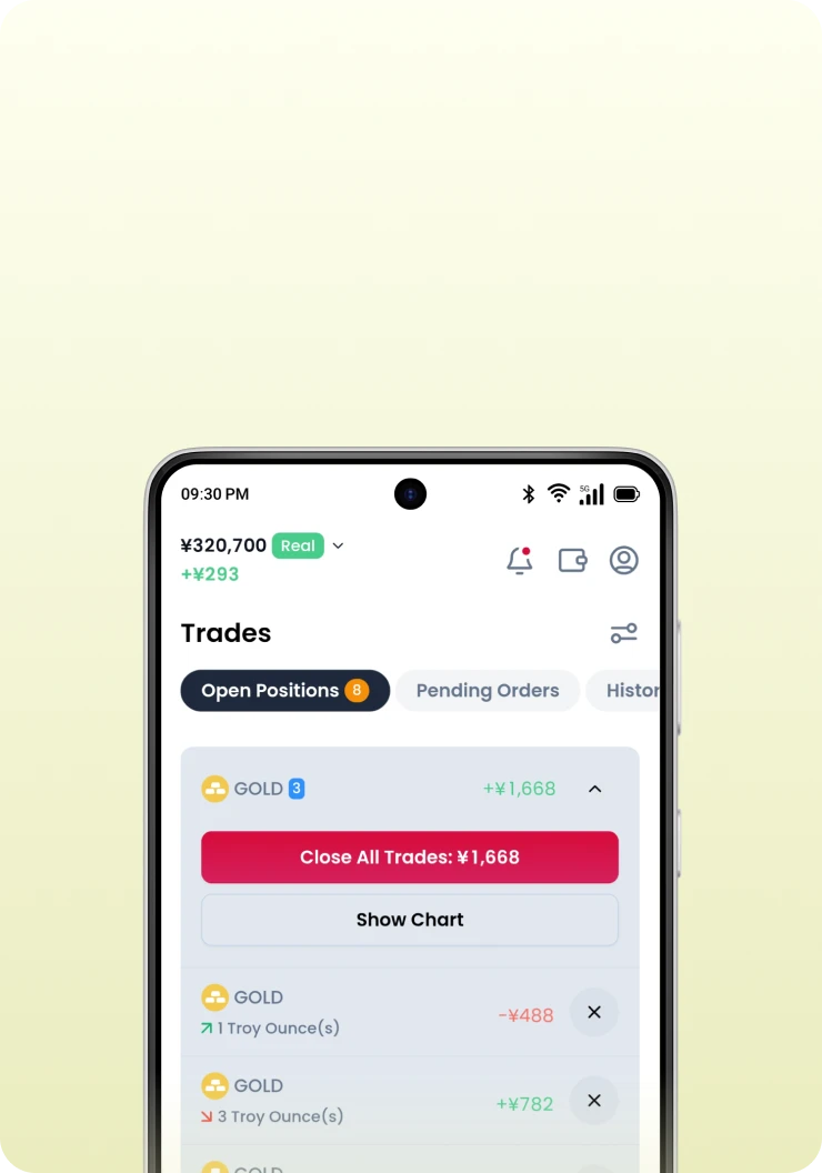XMTD TraderPro App zero commissions open positions screen.