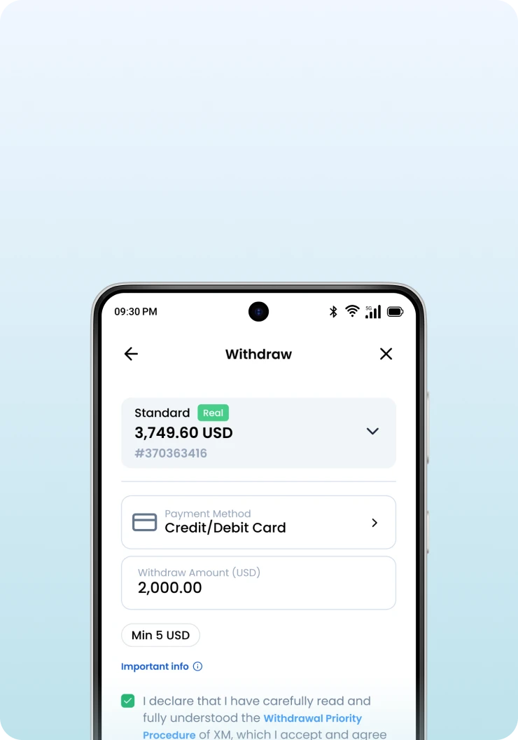 XMTD TraderPro App fast withdrawals screen.