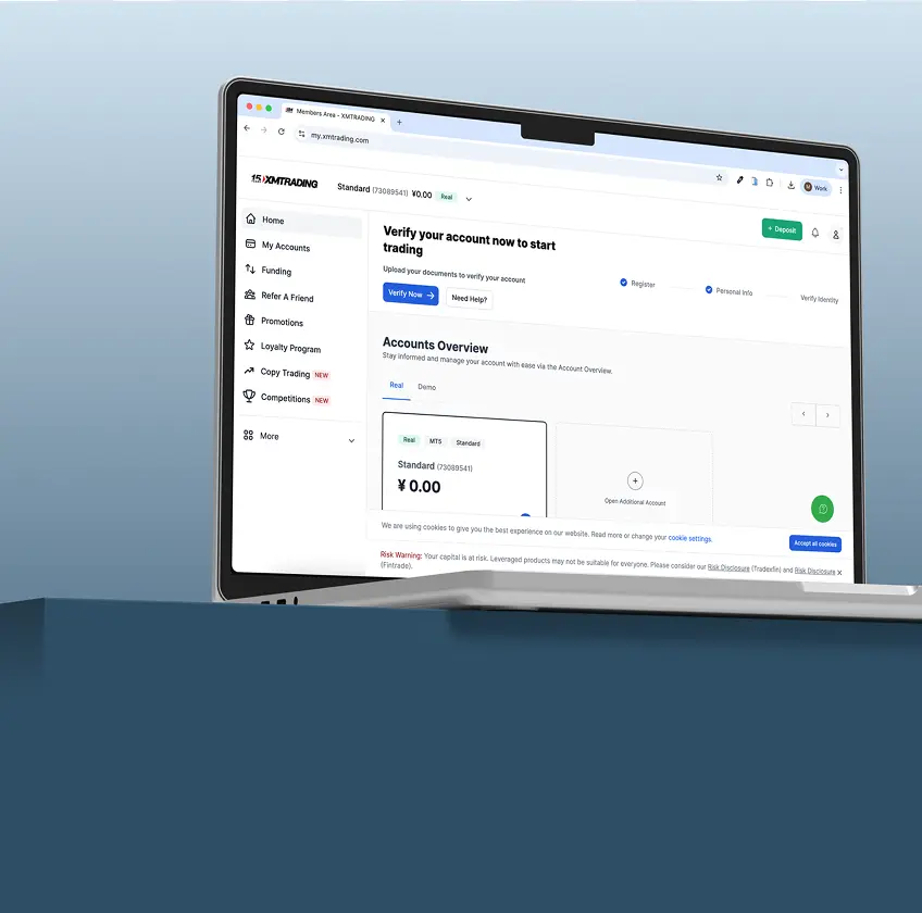 User dashboard showing the account verification process and document submission requirements.